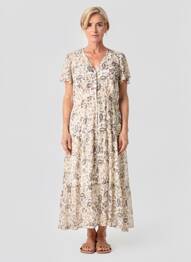 Robe longue manches courtes manches courtes blanc MERI & ESCA femme