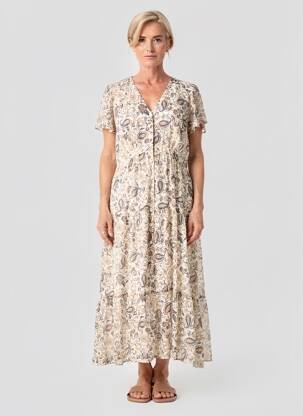 Robe longue manches courtes manches courtes blanc MERI & ESCA femme