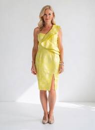 Robe mi-longue imprimé fantaisie sans manche jaune F & P femme