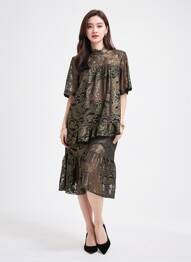 Robe mi-longue manches courtes manches courtes noir VANESSA SCOTT femme