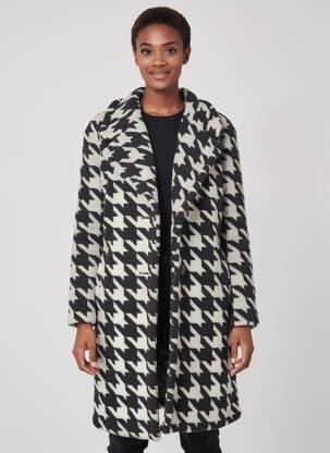 Manteau long coupe droite sans capuche noir F & P femme
