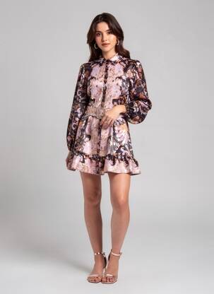 Robe courte manches longues manches longues noir F & P femme