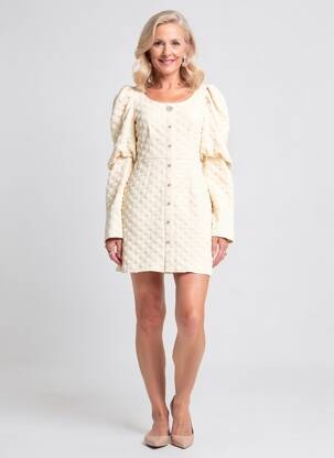 Robe courte fermeture zippée au dos manches longues beige JUS DE POM femme