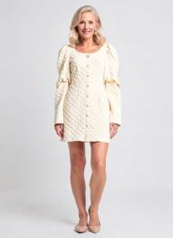 Robe courte fermeture zippée au dos manches longues beige JUS DE POM femme