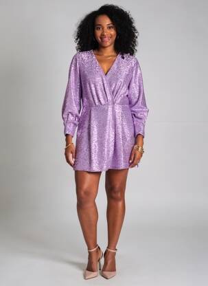 Robe courte manches longues manches longues violet MARYLEY femme