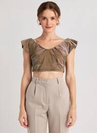 Top manches courtes manches courtes or KIKIRIKI femme