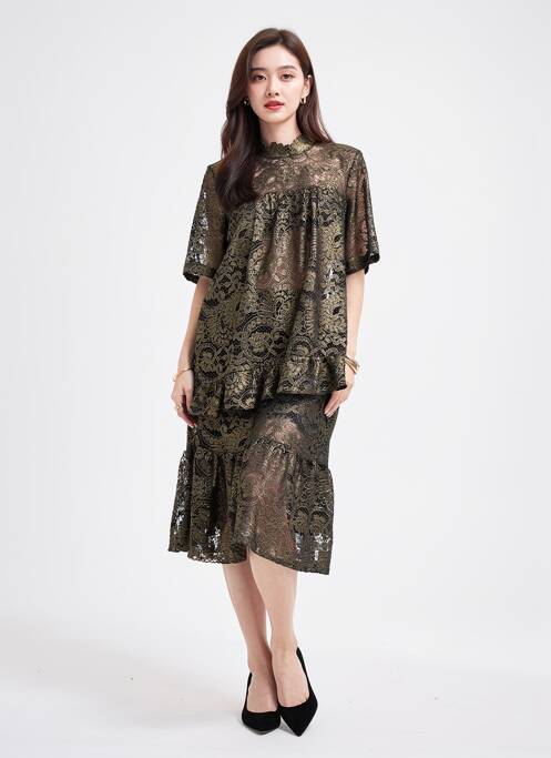 Robe mi-longue manches courtes manches courtes noir VANESSA SCOTT femme