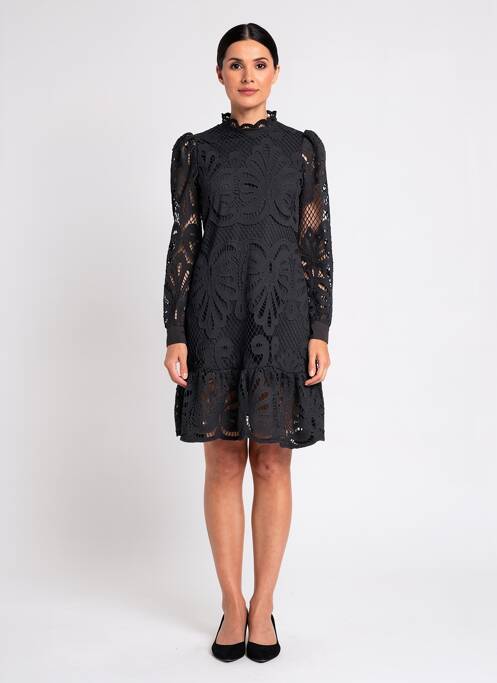 Robe mi-longue manches longues manches longues noir BHATTI femme