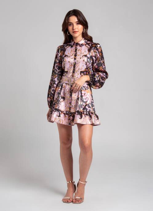 Robe courte manches longues manches longues noir F & P femme