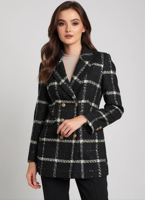 Manteau court fermeture boutonnée sur le devant sans capuche noir ATTENTIF femme