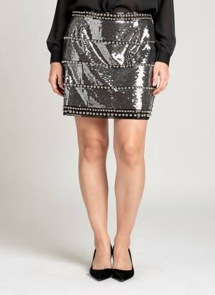 Jupe courte taille élastique argent REALTY femme