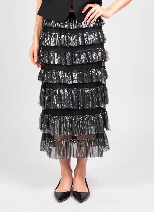 Jupe longue coupe fluide noir MAY BY SHINING STAR femme