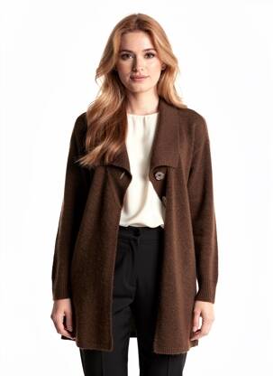 Gilet manches longues stretch marron MAT. femme