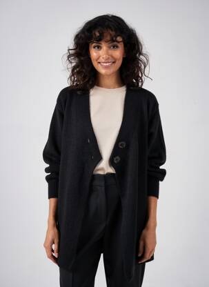 Gilet manches longues stretch noir MAT. femme