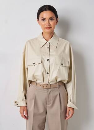 Chemisier coupe droite manches longues beige MAT. femme