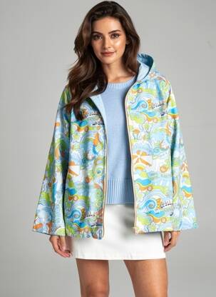 Veste casual col rond bleu FANNYCOO femme