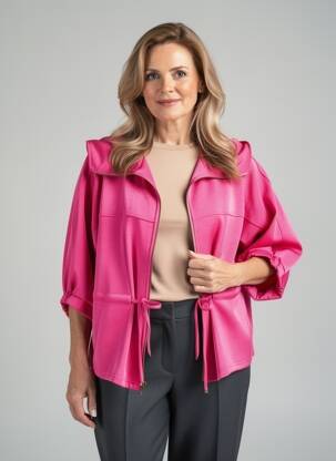 Veste casual col rond rose YEST femme