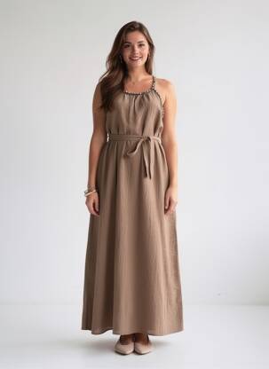 Robe longue sans manche sans manche marron LAMIAR femme