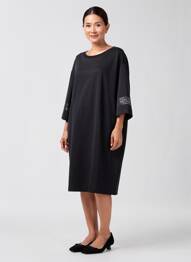 Robe mi-longue manches 3/4 manches 3/4 noir MAT. femme