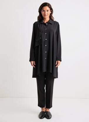 Robe mi-longue manches longues manches longues noir SOPHIA CURVY femme
