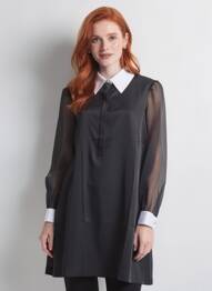 Robe courte manches longues manches longues noir MAT. femme