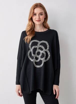 Robe pull col rond manches longues noir LAMIAR femme