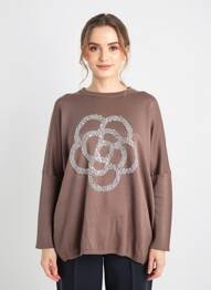 Robe pull col rond manches longues marron LAMIAR femme