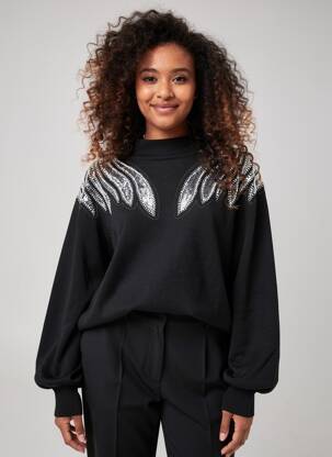 Pull coupe droite manches longues noir MAT. femme