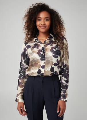 Chemisier tissage crêpe manches longues beige AN II VITO femme