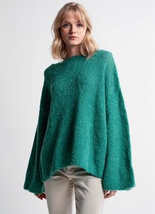 Pull col rond manches longues vert MES SOEURS ET MOI femme