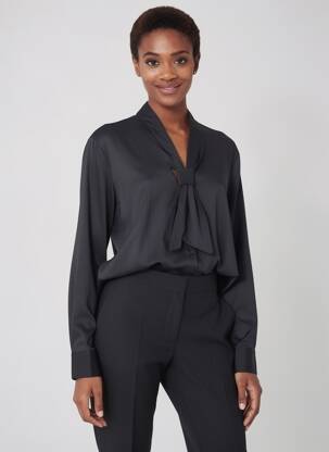Chemisier coupe droite manches longues noir SOPHIA CURVY femme