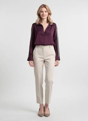 Blouse poignets boutonnés avec fente manches longues violet MAT. femme