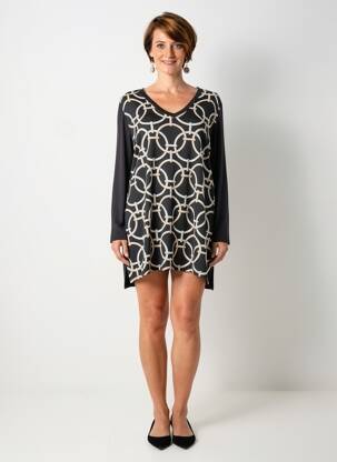 Robe courte manches longues manches longues noir SOPHIA CURVY femme