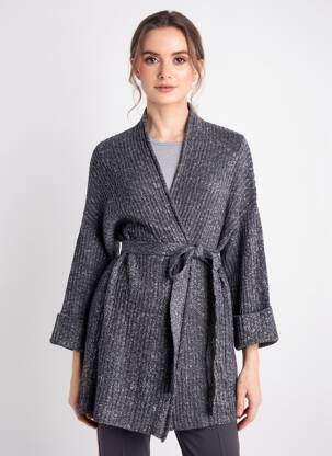 Gilet manches longues coupe cintrée gris YESTA femme