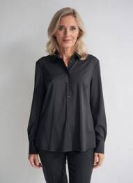Chemisier coupe droite manches longues noir YESTA femme