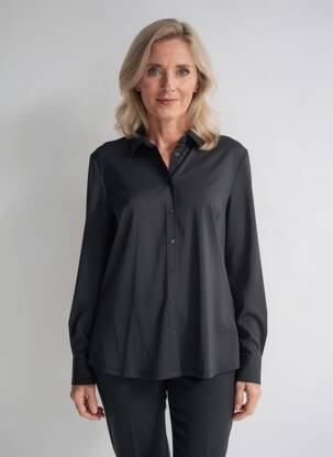 Chemisier coupe droite manches longues noir YESTA femme