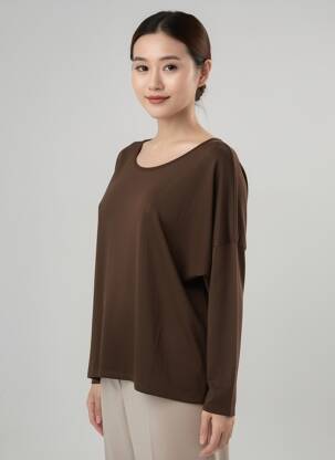 T-shirt manches longues manches longues marron ITALIAN STYLE femme