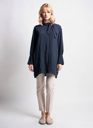 Robe mi-longue manches longues manches longues bleu MÊME ROAD femme