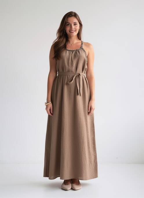 Robe longue sans manche sans manche marron LAMIAR femme