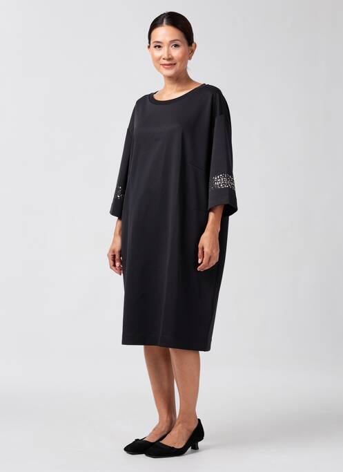 Robe mi-longue manches 3/4 manches 3/4 noir MAT. femme