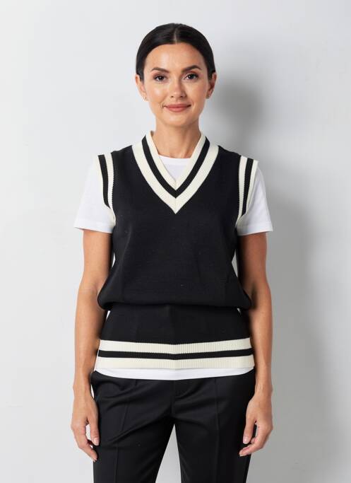 Robe pull col v manches courtes noir MAT. femme