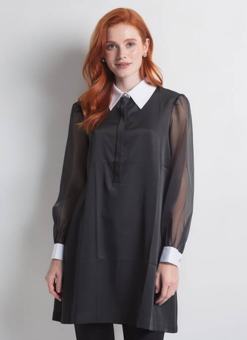 Robe courte manches longues manches longues noir MAT. femme