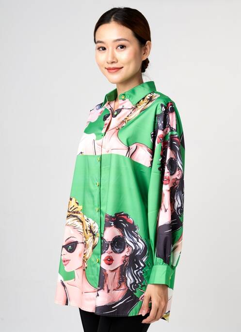 Robe courte manches longues manches longues vert AÏKHA femme