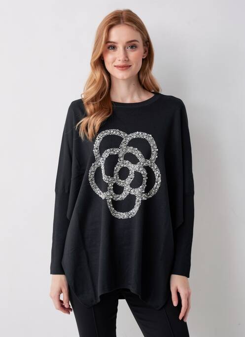 Robe pull col rond manches longues noir LAMIAR femme