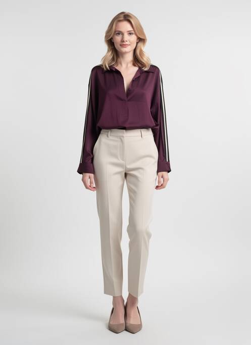 Blouse poignets boutonnés avec fente manches longues violet MAT. femme