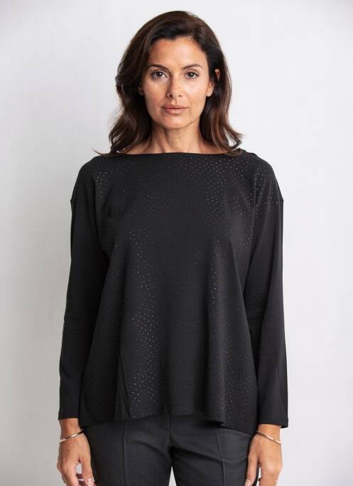 T-shirt coupe droite manches longues noir SOPHIA CURVY femme