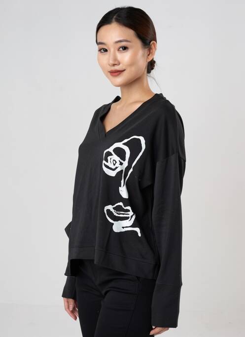 T-shirt sérigraphie floquée manches longues noir GERSHON BRAM femme