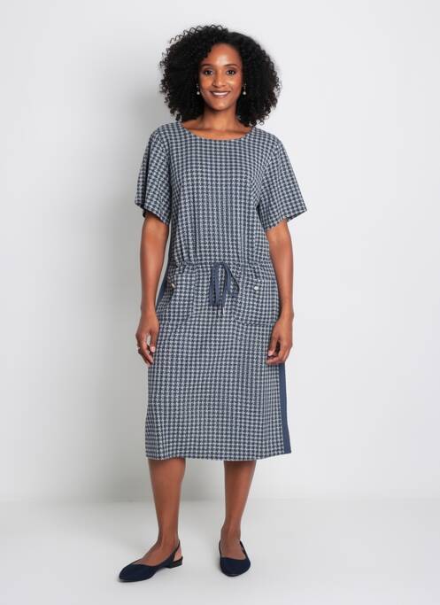 Robe mi-longue manches courtes manches courtes bleu YESTA femme