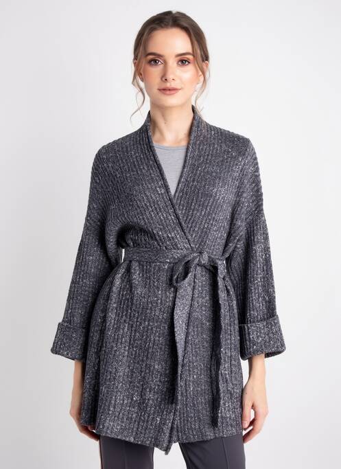 Gilet manches longues coupe cintrée gris YESTA femme