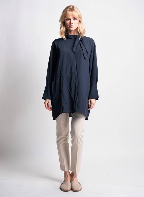 Robe mi-longue manches longues manches longues bleu MÊME ROAD femme